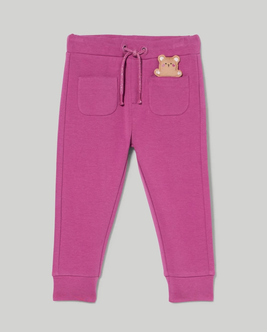Blukids Newborn Baby Girls Stretch Cotton Joggers with Appliques