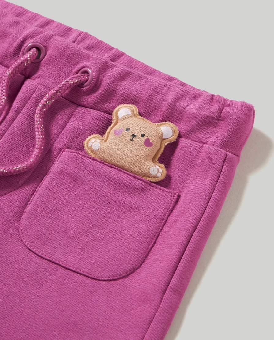 Blukids Newborn Baby Girls Stretch Cotton Joggers with Appliques