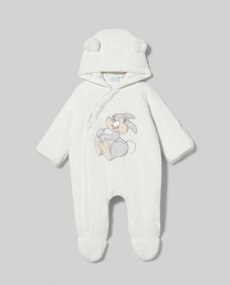 Blukids Unisex Baby Chenille Padded Jumpsuit with Attached Gloves - Soft Warm Winter Outfit