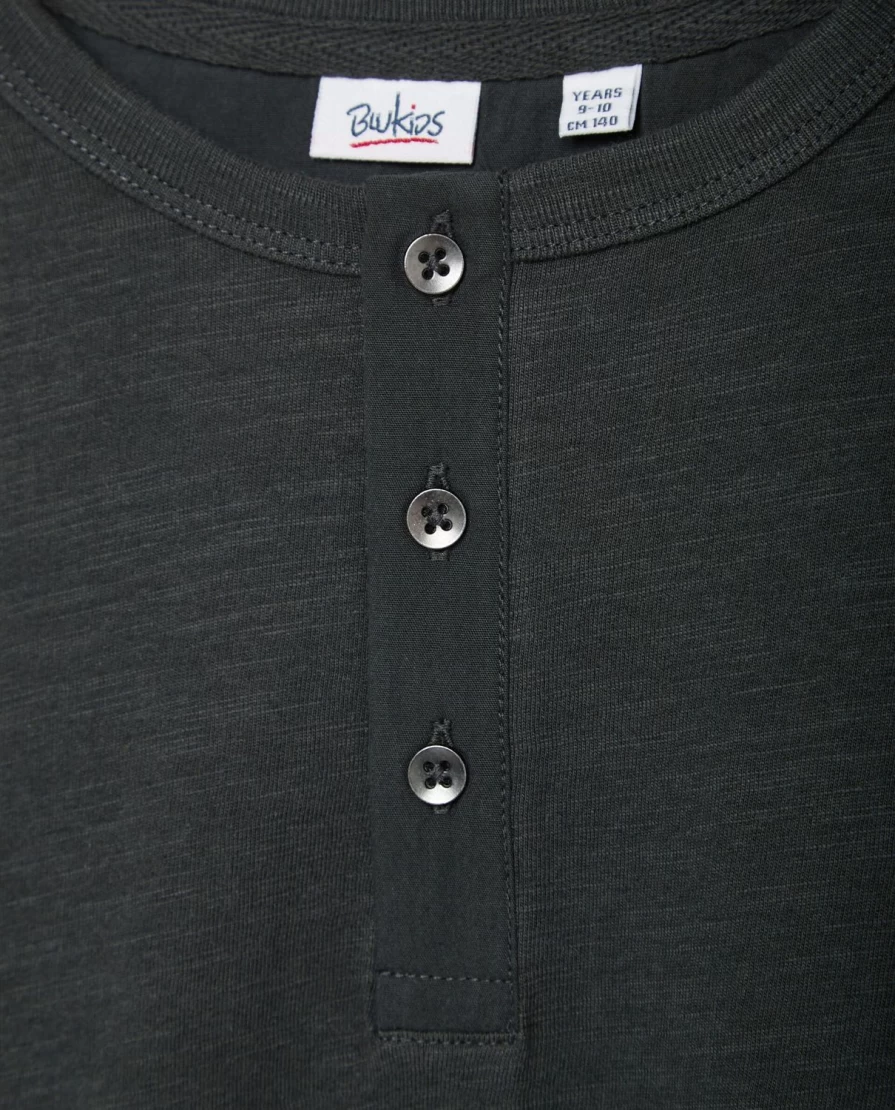 "Blukids Youth Pure Cotton Button-Detail Crew-Neck Sweater for Boys"