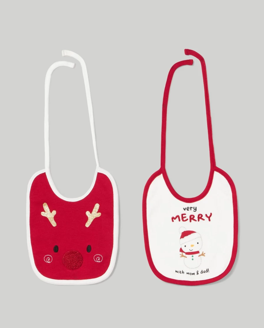 Blukids Pack Of 2 Adorable Christmas Baby Bibs For Holiday Celebrations