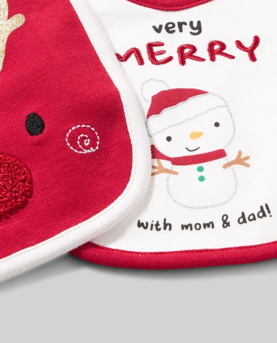 Blukids Pack Of 2 Adorable Christmas Baby Bibs For Holiday Celebrations
