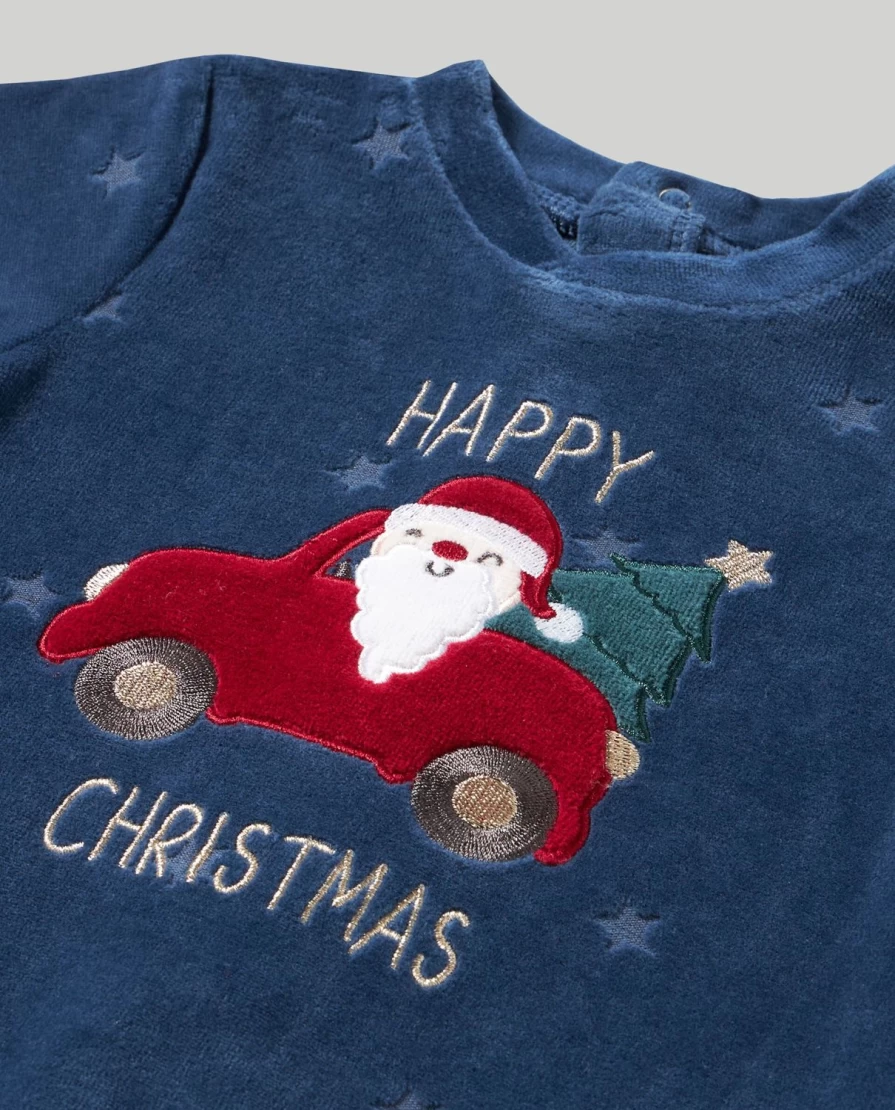 "Blukids Baby Christmas Embroidered Onesie – Festive Holiday Outfit for Newborns"