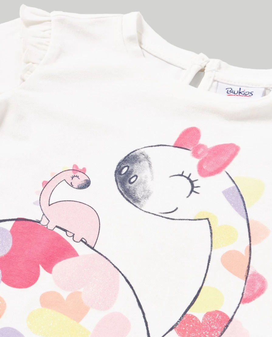 Blukids Newborn Girl's Glitter Print T-Shirt - Soft & Cute Baby Tee