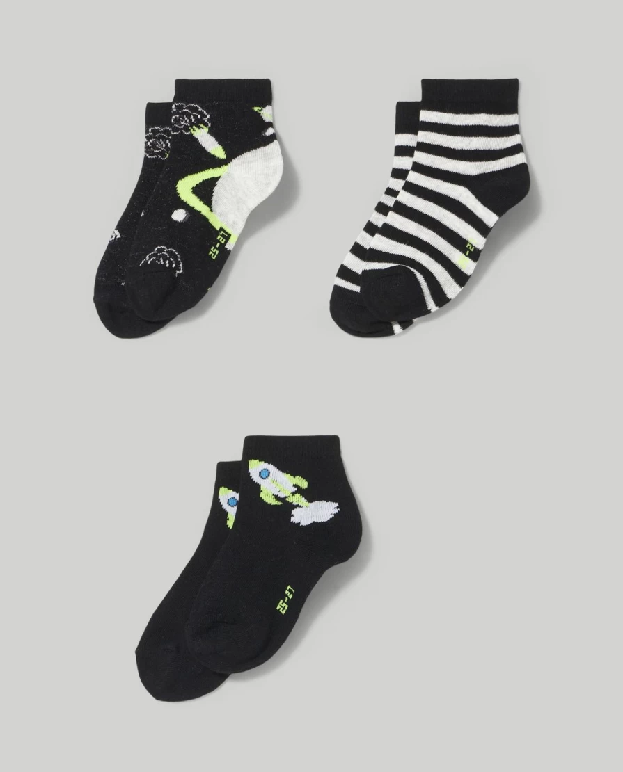 Blukids 3-Pack Children's Ankle Socks - Soft Cotton Short Socks for Boys and Girls