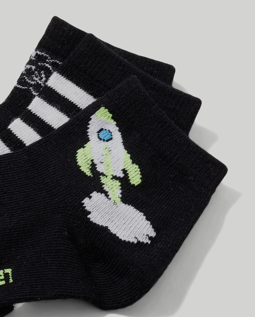 Blukids 3-Pack Children's Ankle Socks - Soft Cotton Short Socks for Boys and Girls