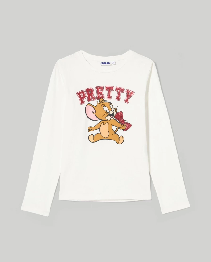 Blukids Girls' Stretch Cotton T-Shirt with Sparkling Glitter Print - Comfort Kids Tee