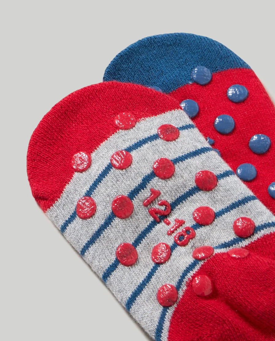 Blukids Non-Slip Christmas Socks for Newborns - Pack of 2 Cozy Holiday Infant Socks