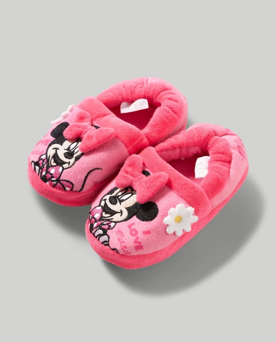 Blukids Minnie Mouse Girls' Slippers for Children - Disney-Inspired Soft Comfort Kids' House Shoes