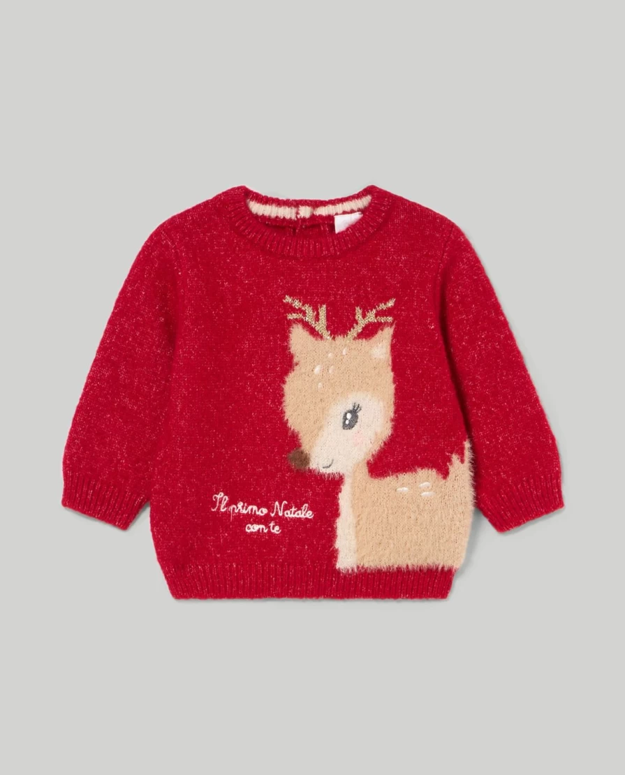 Blukids Newborn Baby Girl's Faux Fur Sweater with Inlaid Design - Cozy & Stylish Winter Wear