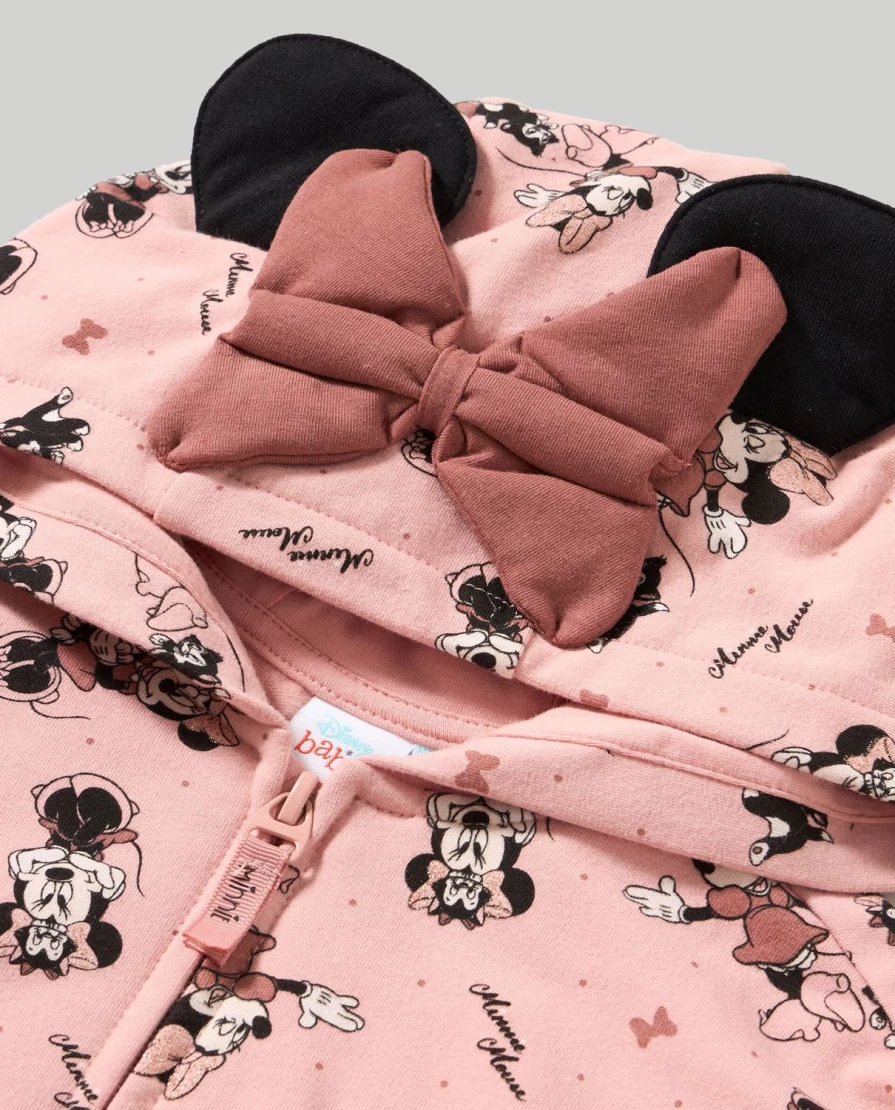 Blukids Newborn Baby Girl Minnie Mouse Hooded Sweatshirt - Soft & Cute Disney-Inspired Pullover