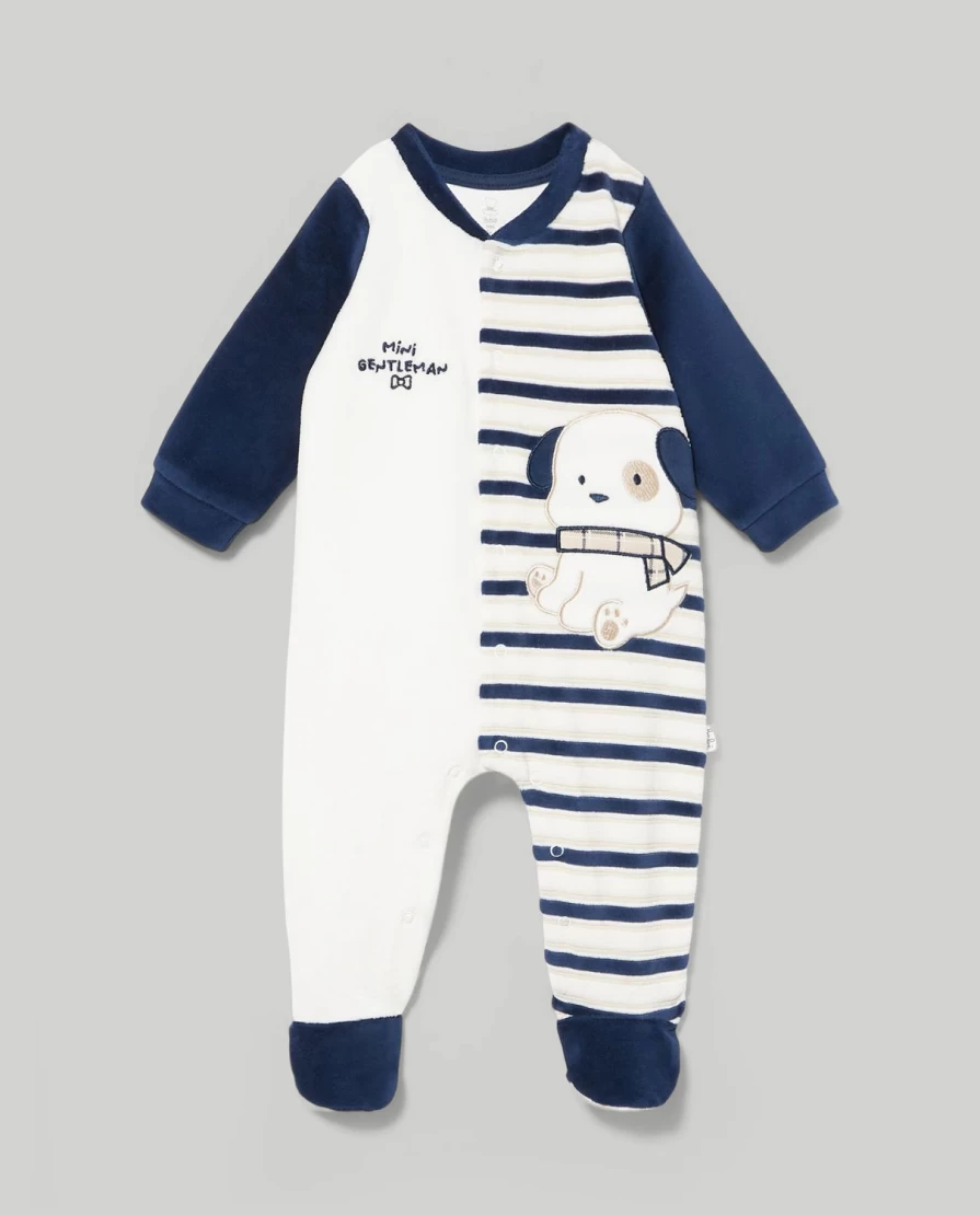 Blukids Newborn Baby Striped Chenille Romper - Soft Unisex Infant Jumpsuit for Birth