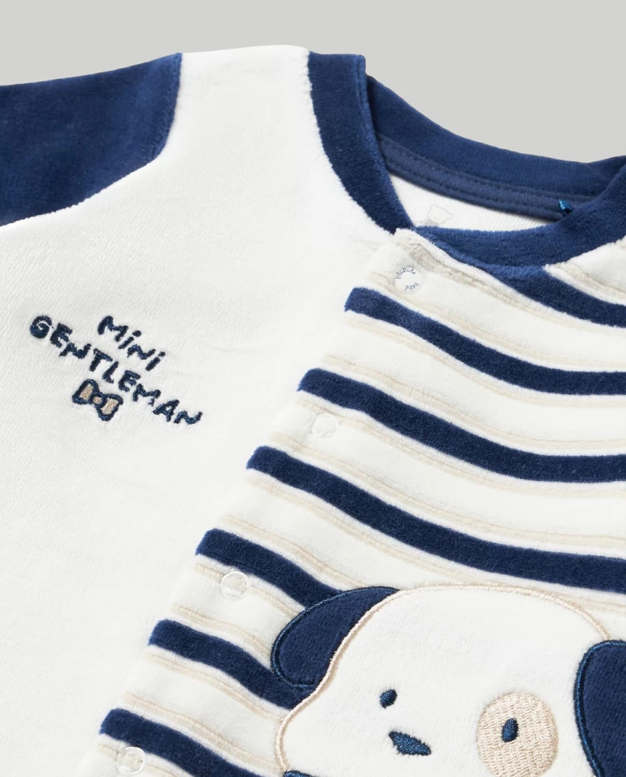 Blukids Newborn Baby Striped Chenille Romper - Soft Unisex Infant Jumpsuit for Birth