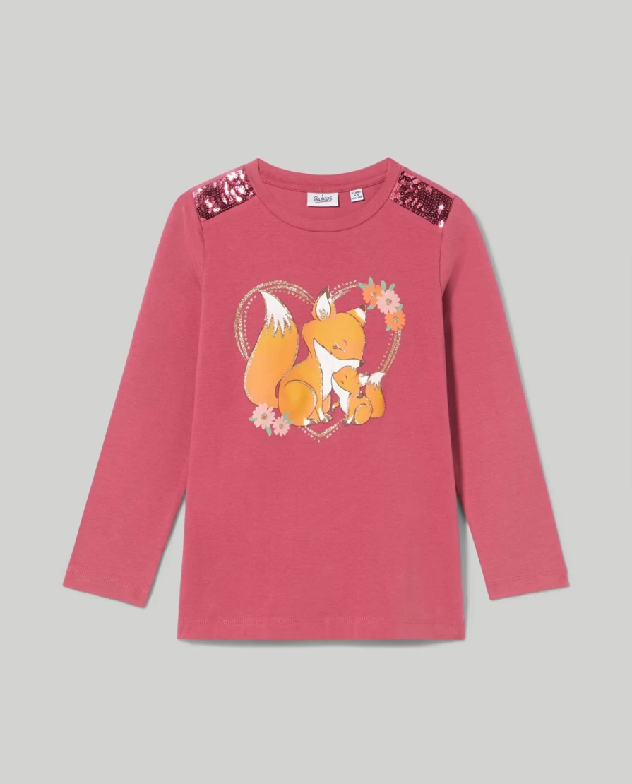 Blukids Girls' Sparkly Long Sleeve T-Shirt with Glitter & Sequins for Children