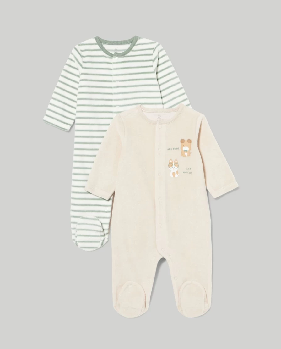 "Blukids 2-Pack Chenille Rompers for Newborns – Soft Baby Unisex Jumpsuits"