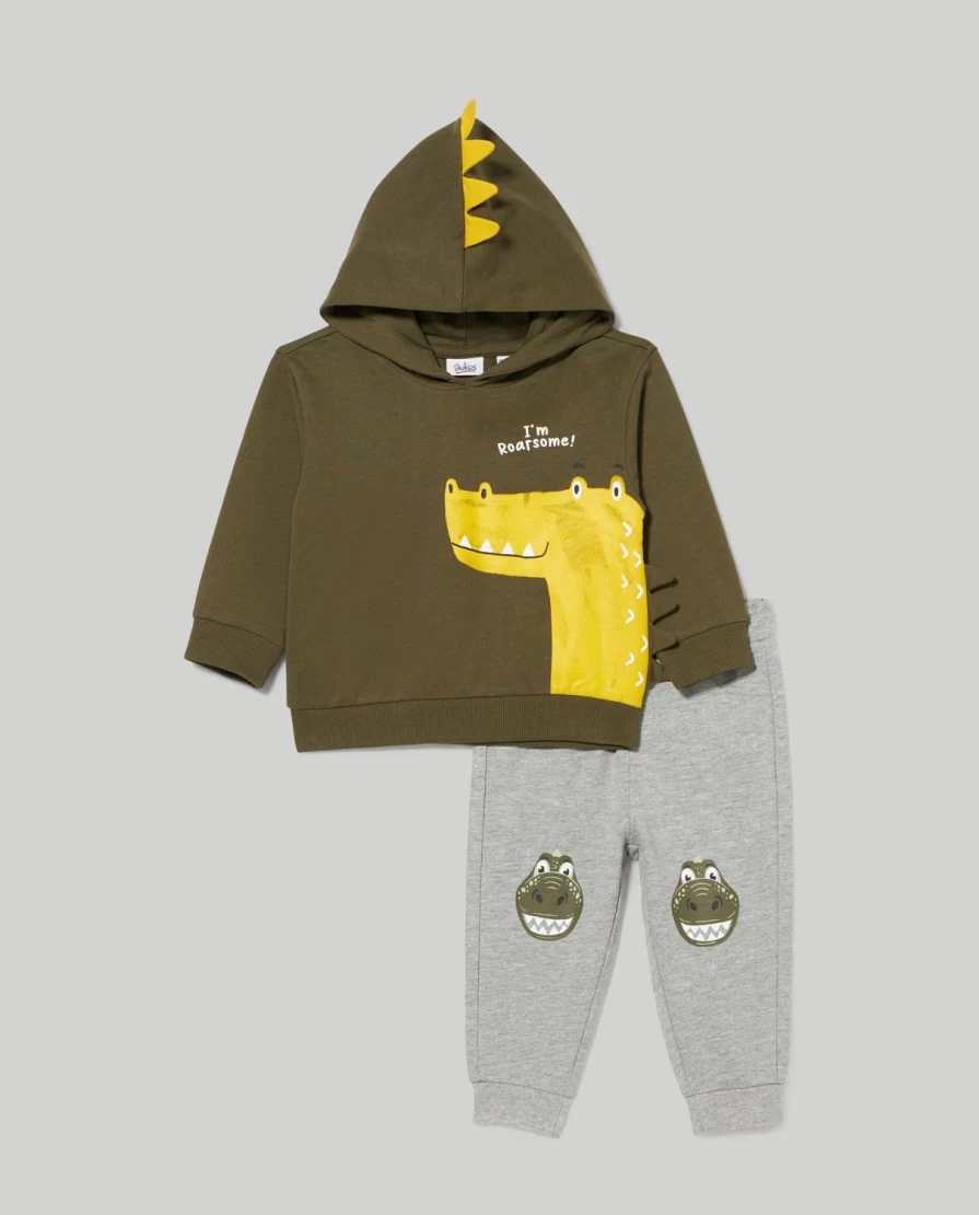 Blukids Newborn Pure Cotton Jogging Set with 3D Appliques - Soft Baby Romper & Pants Outfit