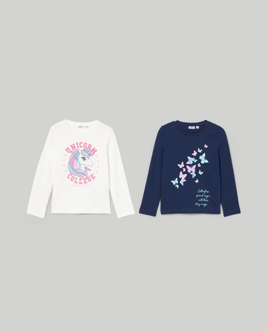 Blukids Girls' 2-Pack 100% Pure Cotton T-Shirts for Children