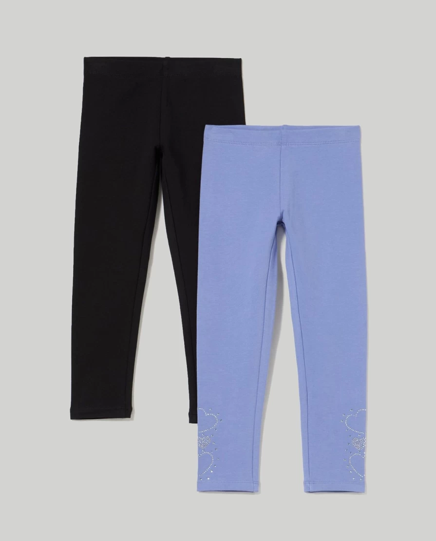 Blukids Girls' Stretch Fleece Leggings - Pack of 2, Soft & Warm Kids' Winter Leggings