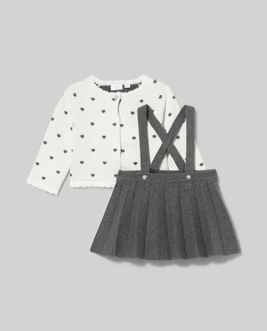 Blukids Baby Tricot Cardigan and Skirt Set - Soft Knit Outfit for Newborns and Infants