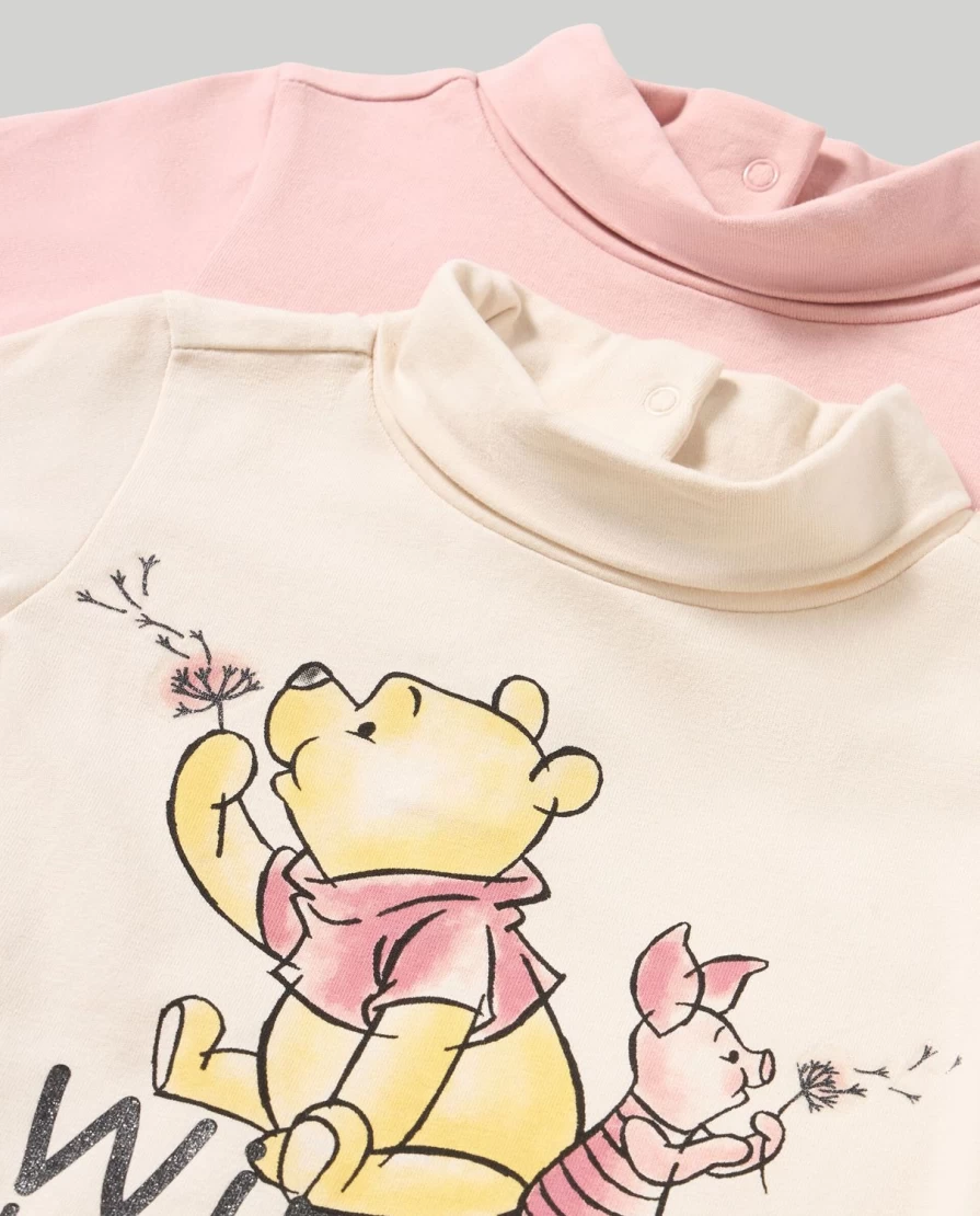 Blukids Newborn Baby Girls 2-Pack Stretch Cotton Turtlenecks