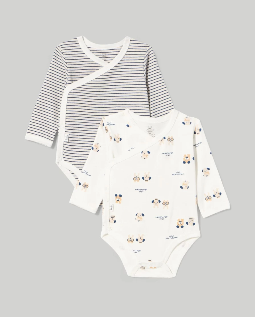 Blukids Newborn Baby Bodysuits - 2 Pack 100% Pure Cotton Interlock Onesies for Birth