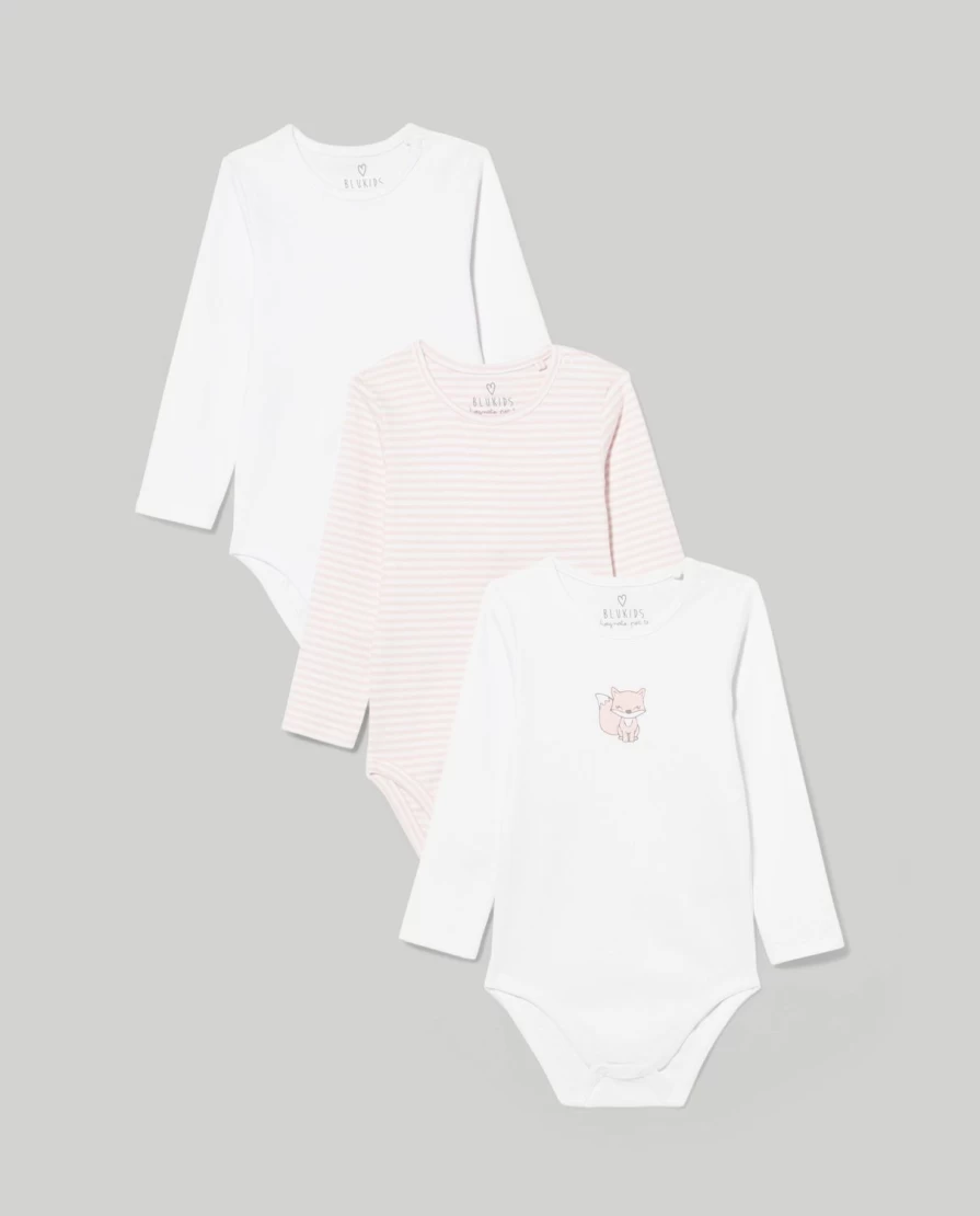 Blukids 3-Pack Newborn Long Sleeve Bodysuits for Babies - Soft Cotton Baby Onesies