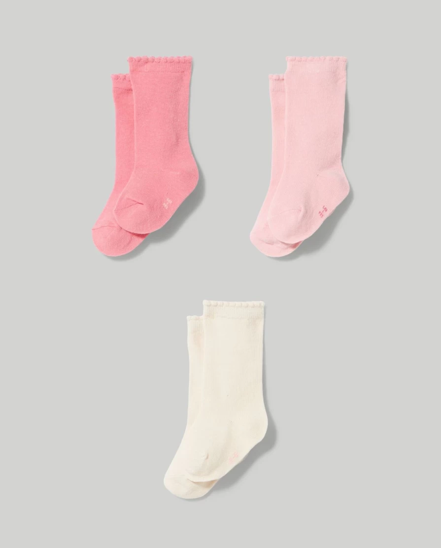 Blukids Newborn Baby Girls Cotton Blend Socks 3-Pack Soft Comfortable Long Socks