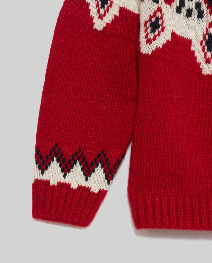 Blukids Children's Wool Blend Jacquard Tricot Crewneck Sweater for Boys and Girls