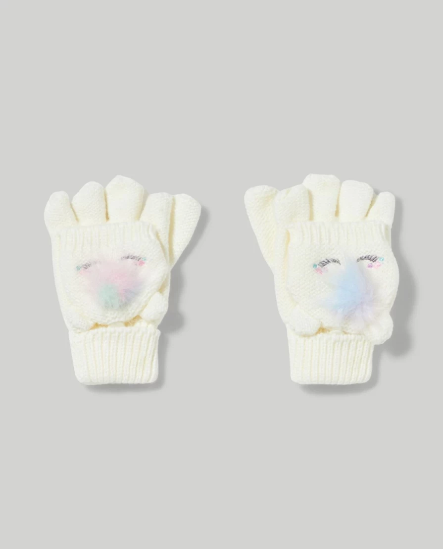 Blukids Children's Tricot Gloves with Foldable Knob - Warm Winter Knit Gloves for Kids