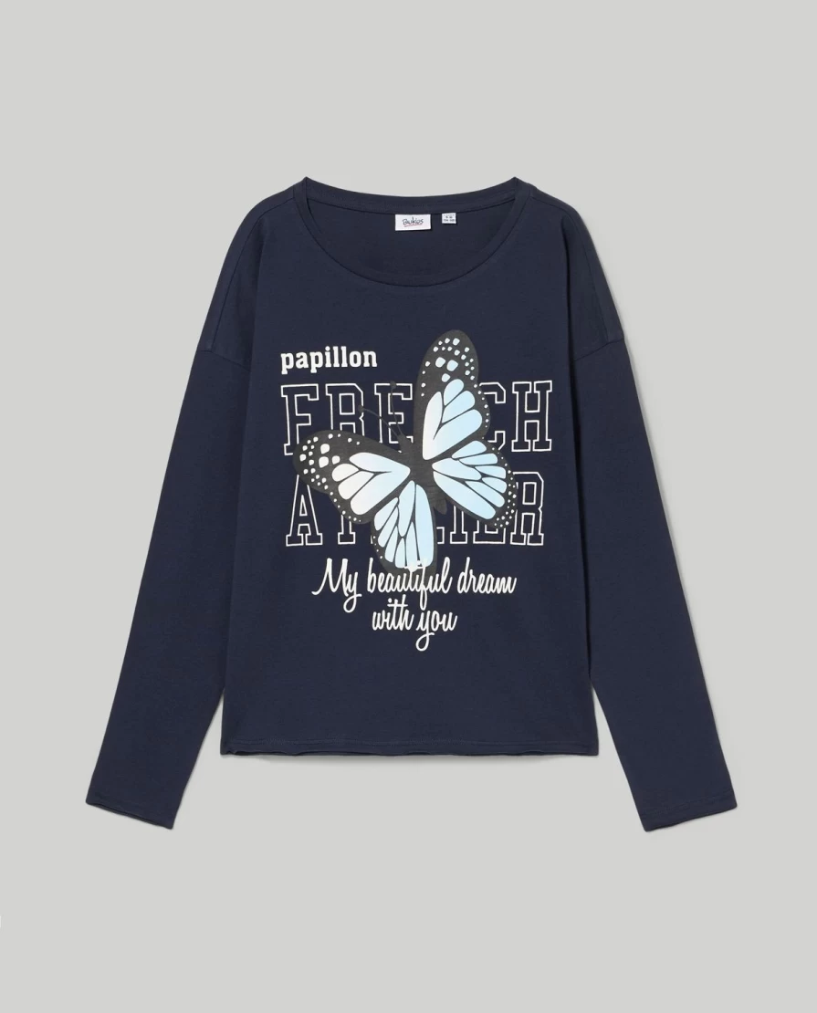 Blukids Youth Pure Cotton T-Shirt with Cute Girl Print - Soft & Comfortable Kids Tee