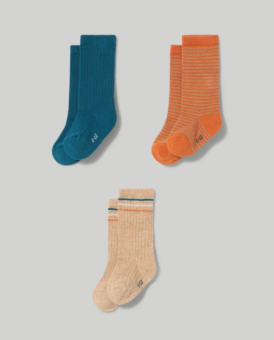 Blukids 3-Pack Soft Long Socks for Newborn Babies - Comfortable & Stretchy Infant Footies