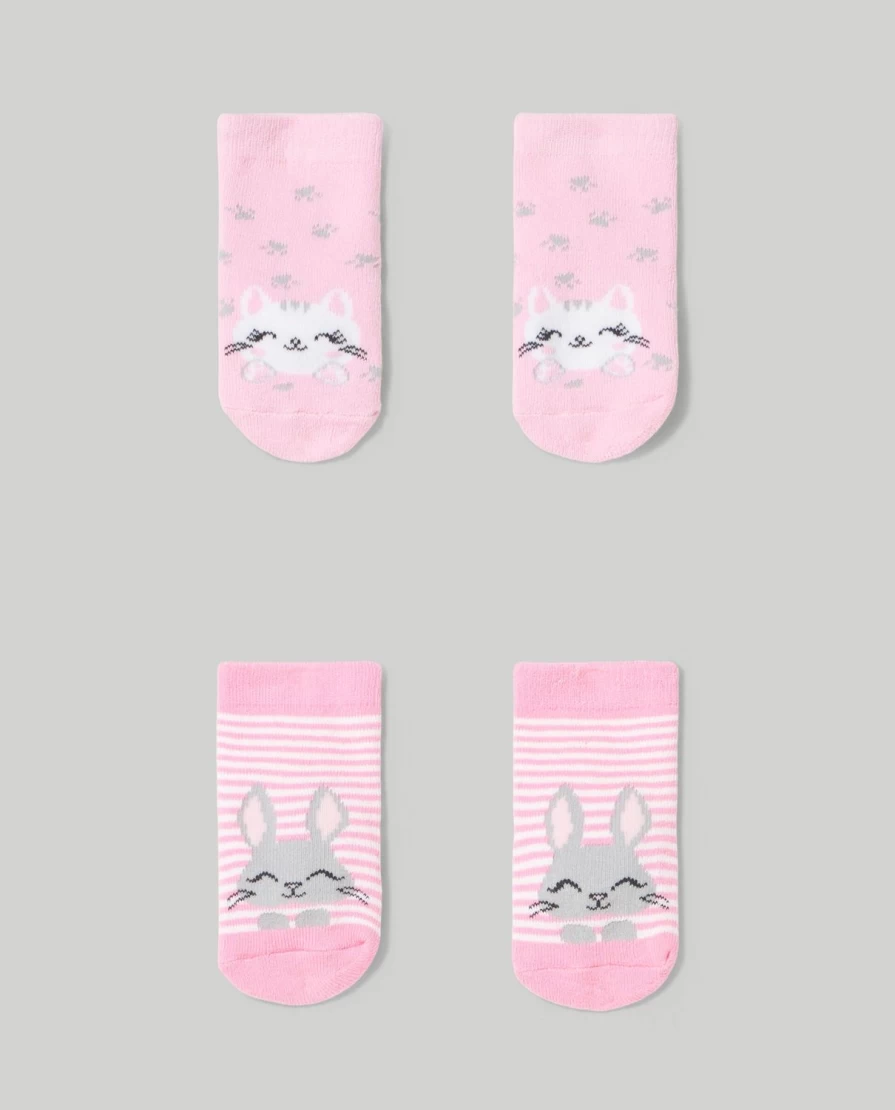 Blukids Pack of 2 Non-Slip Baby Socks for Newborns - Anti-Skid Infant Socks