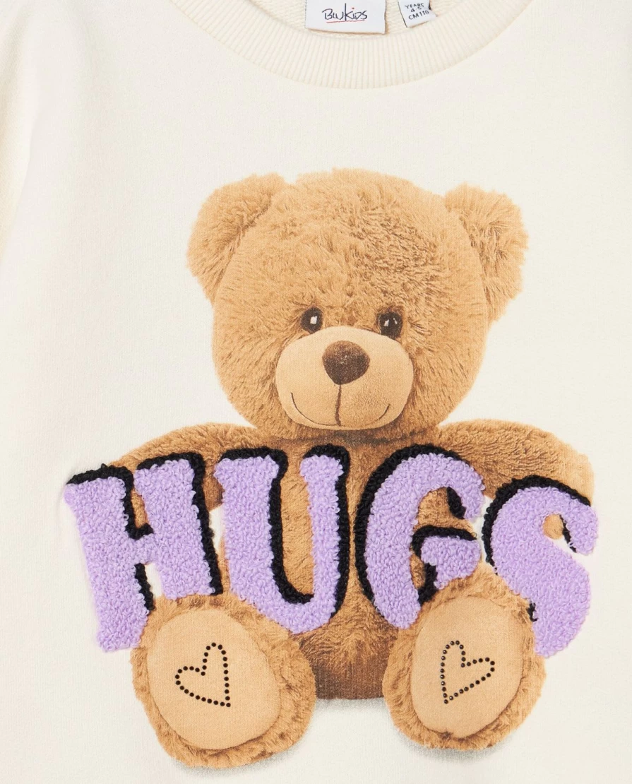Blukids Girls' Pure Cotton Sweatshirt with Terry Stitch Embroidery - Soft & Comfortable Kids' Pullover