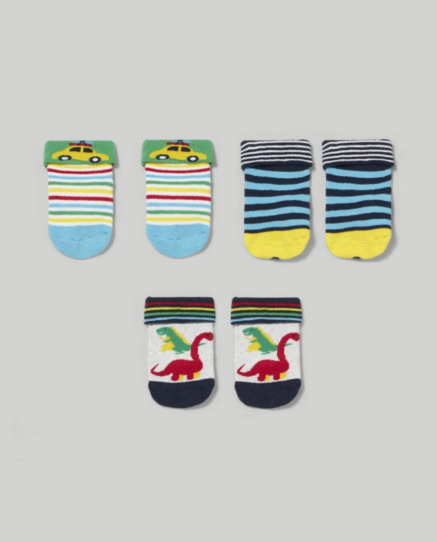 Blukids Non-Slip Baby Socks for Newborns - Pack of 3, Anti-Skid Infant Socks