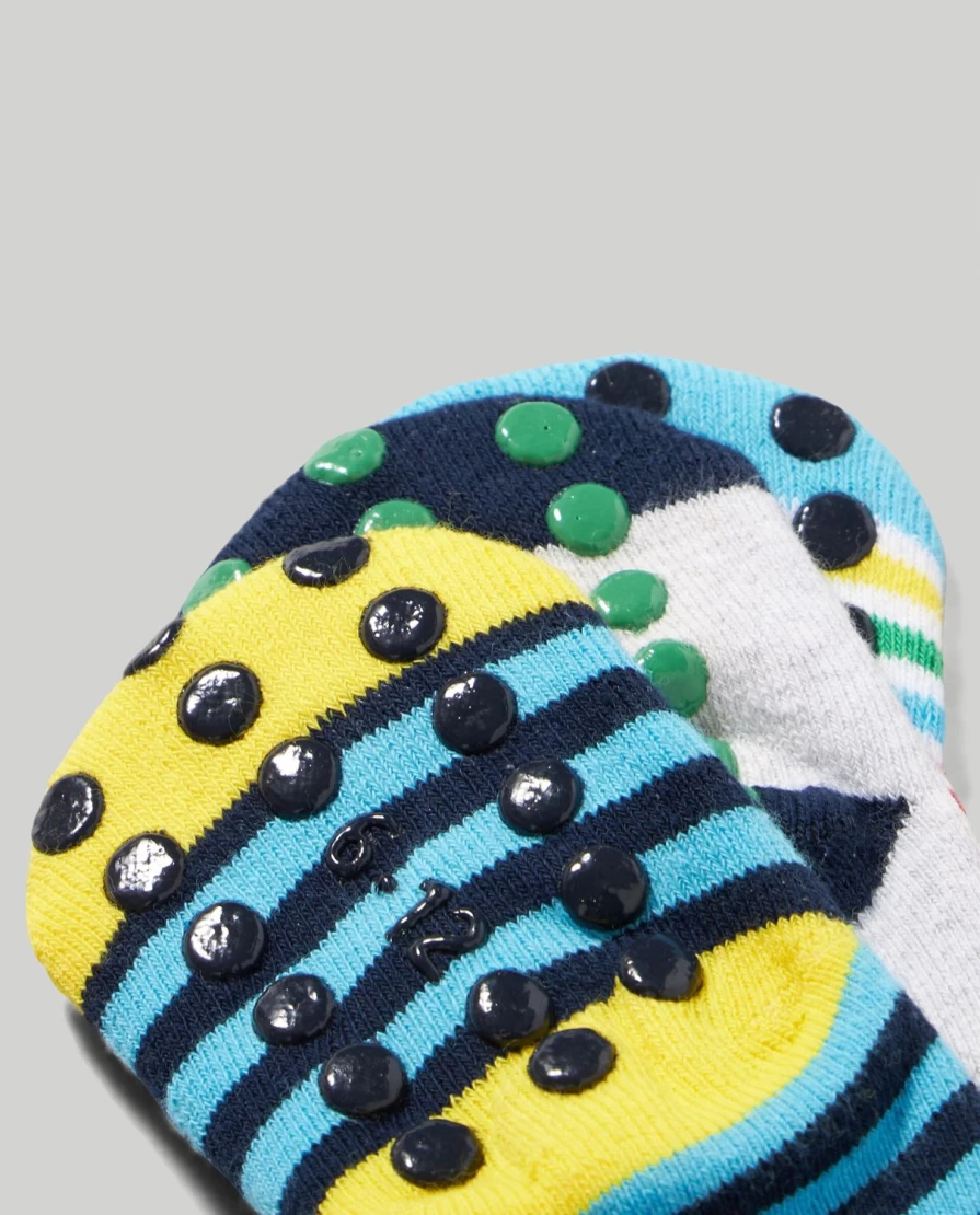 Blukids Non-Slip Baby Socks for Newborns - Pack of 3, Anti-Skid Infant Socks