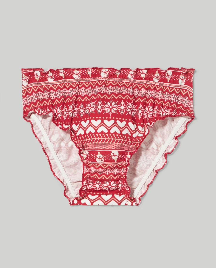 Blukids Girls' Christmas Cotton Briefs - Soft Holiday Underwear for Children