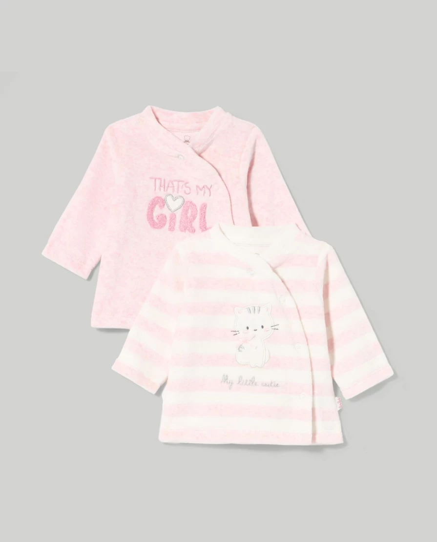 Blukids Newborn Baby Girls Pack of 2 Soft Chenille T-Shirts