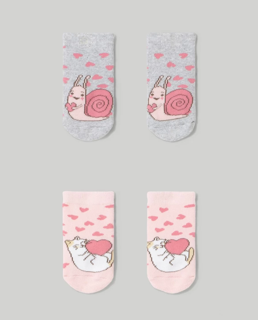 Blukids Pack Of 2 Non-Slip Baby Socks For Newborns - Soft Anti-Skid Infant Socks