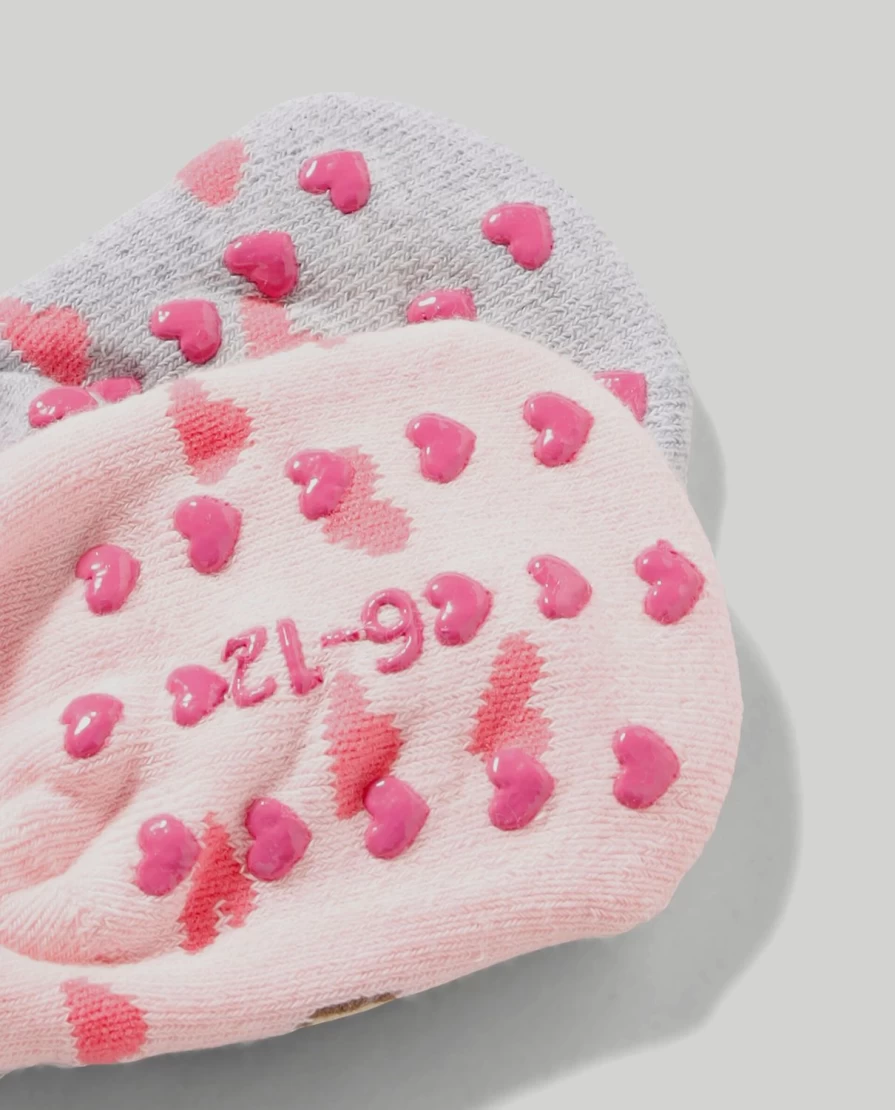 Blukids Pack Of 2 Non-Slip Baby Socks For Newborns - Soft Anti-Skid Infant Socks
