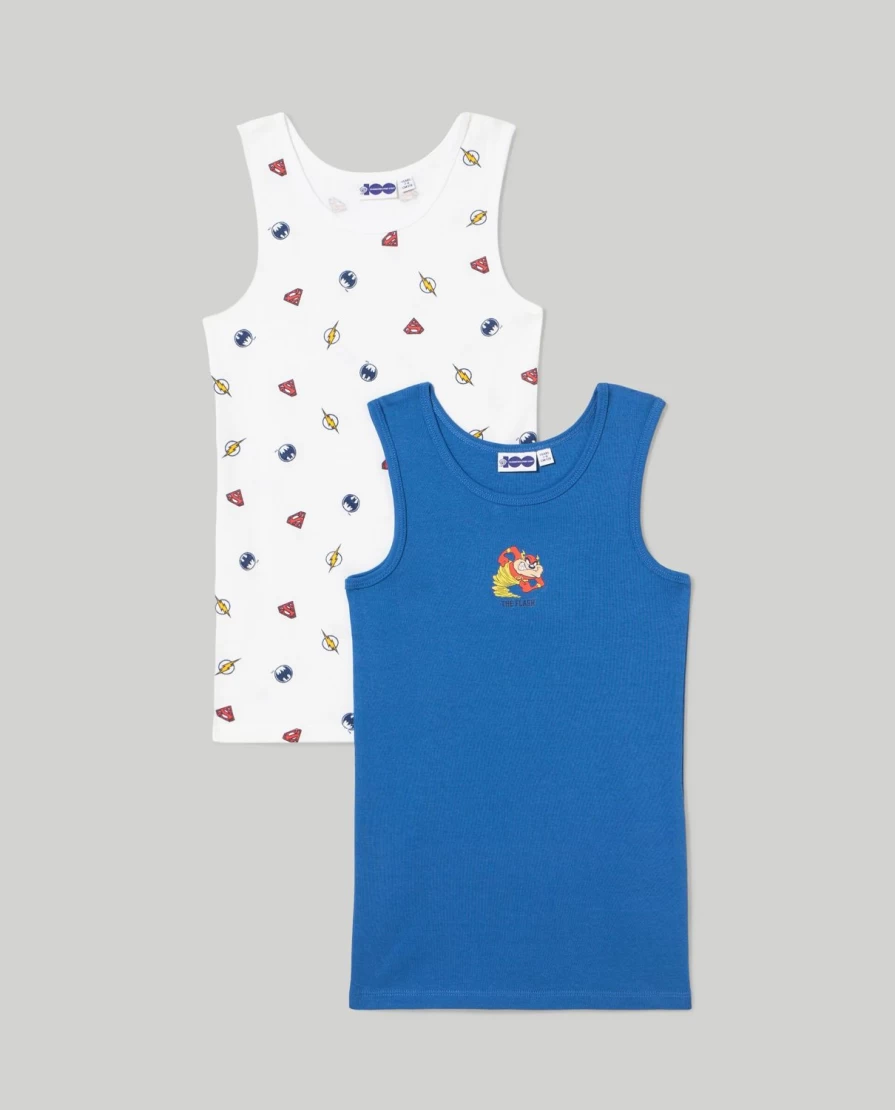 Blukids Looney Tunes Boys Cotton Tank Tops 2-Pack for Kids - Cartoon Character Summer Tops for Children