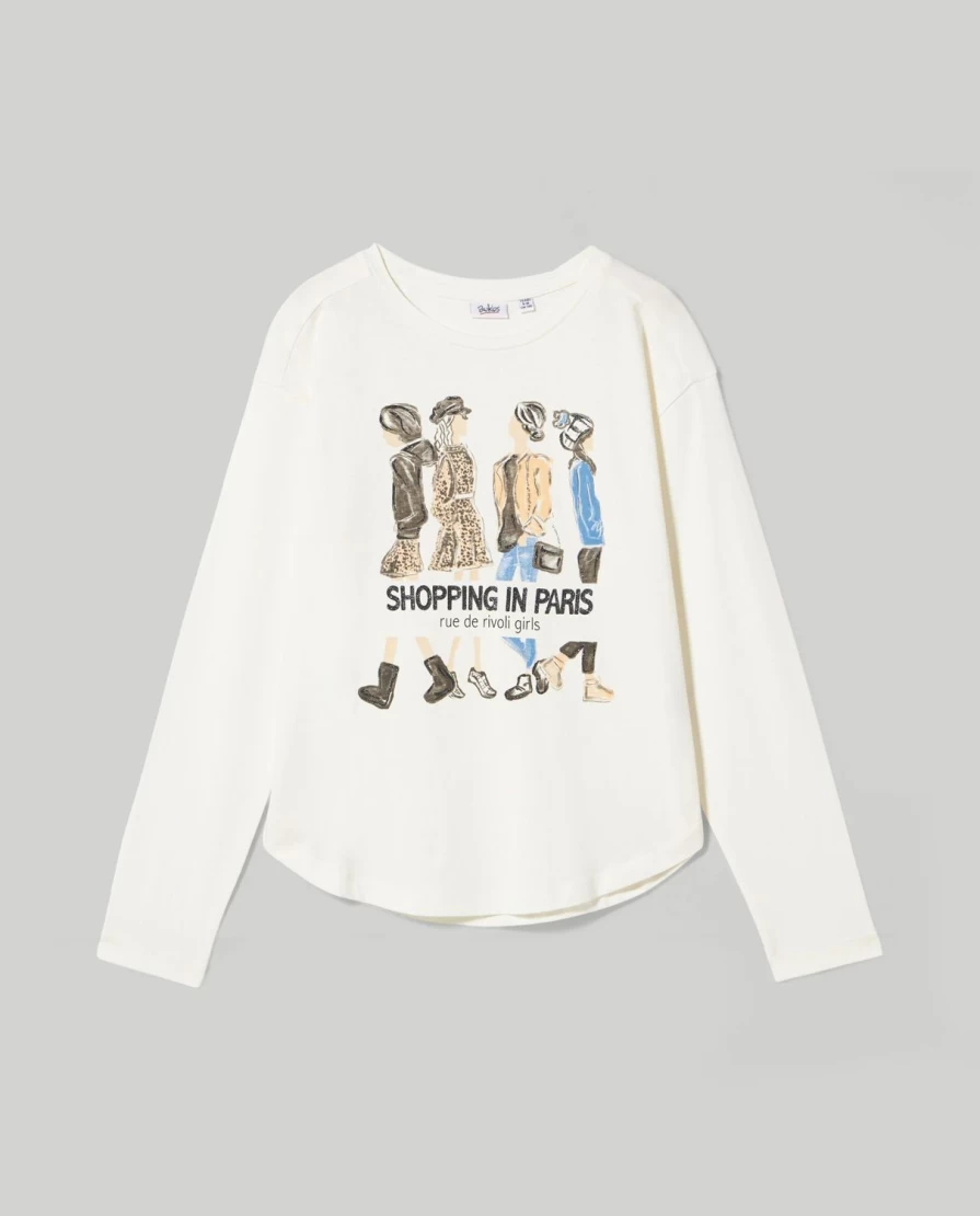 Blukids Youth Long Sleeve Glitter Print T-Shirt for Girls