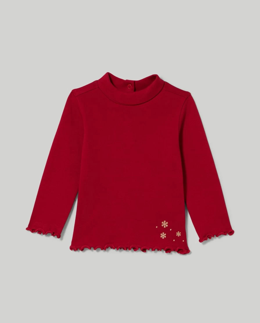 Blukids Newborn Baby Girl's Soft Pure Cotton Turtleneck Top