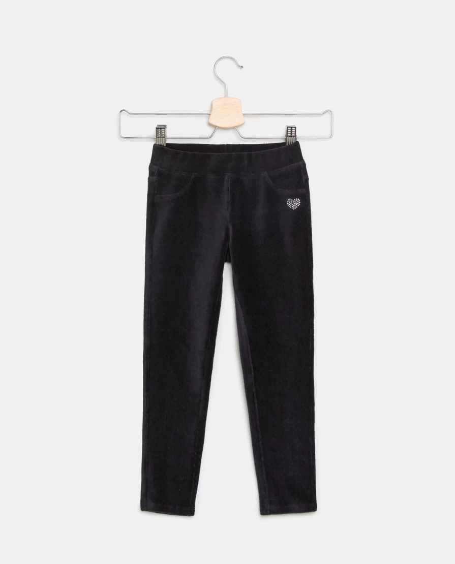 Blukids Girls' Ribbed Velvet Trousers for Children - Soft Stretch Comfort Pants