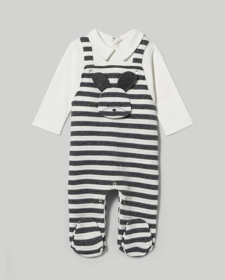 Blukids Newborn Striped Onesie - Fake Overalls Baby Romper for Unisex Infants