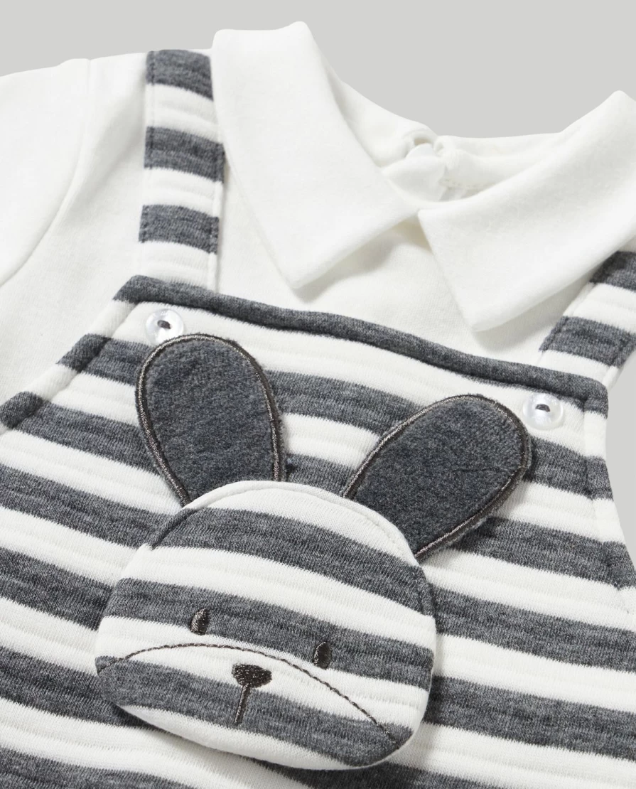 Blukids Newborn Striped Onesie - Fake Overalls Baby Romper for Unisex Infants