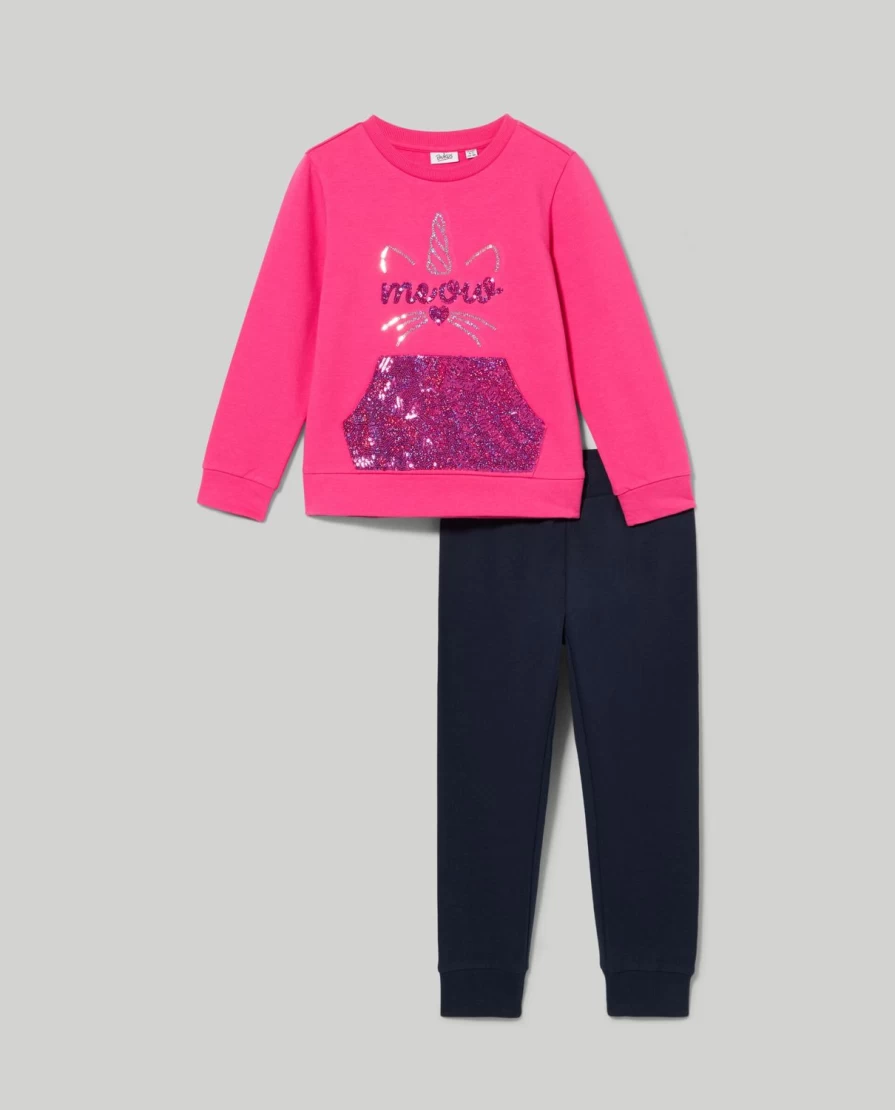 "Blukids Girls' Sparkle Jogging Set - Sequined Stretch Sweatshirt & Comfortable Kids' Activewear"