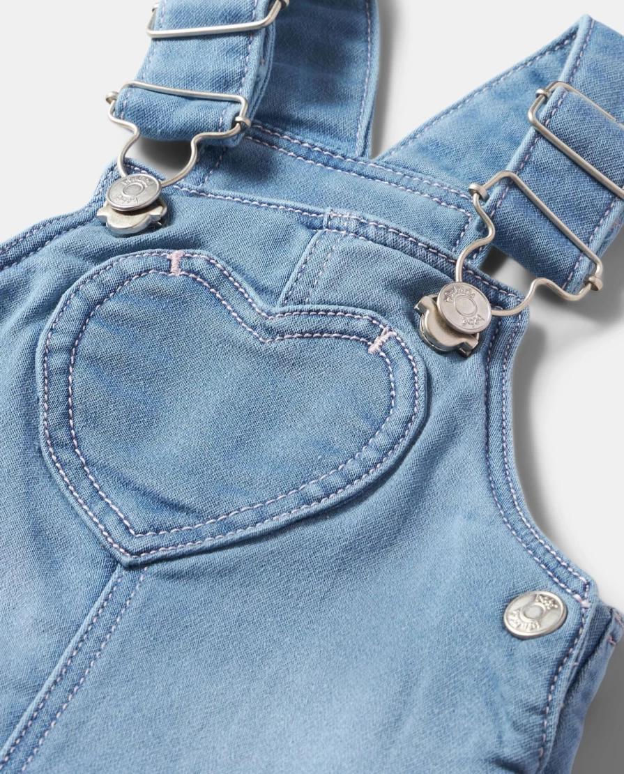 Blukids Newborn Denim Overalls - Soft Baby Sweatshirt Romper for Boys & Girls