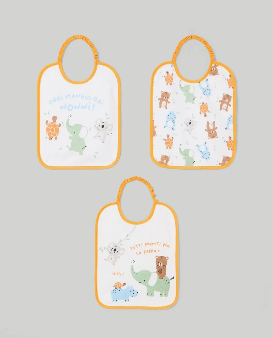 Blukids 3-Pack Soft Cotton Terry Bibs for Babies - Absorbent and Gentle Newborn Bib Set