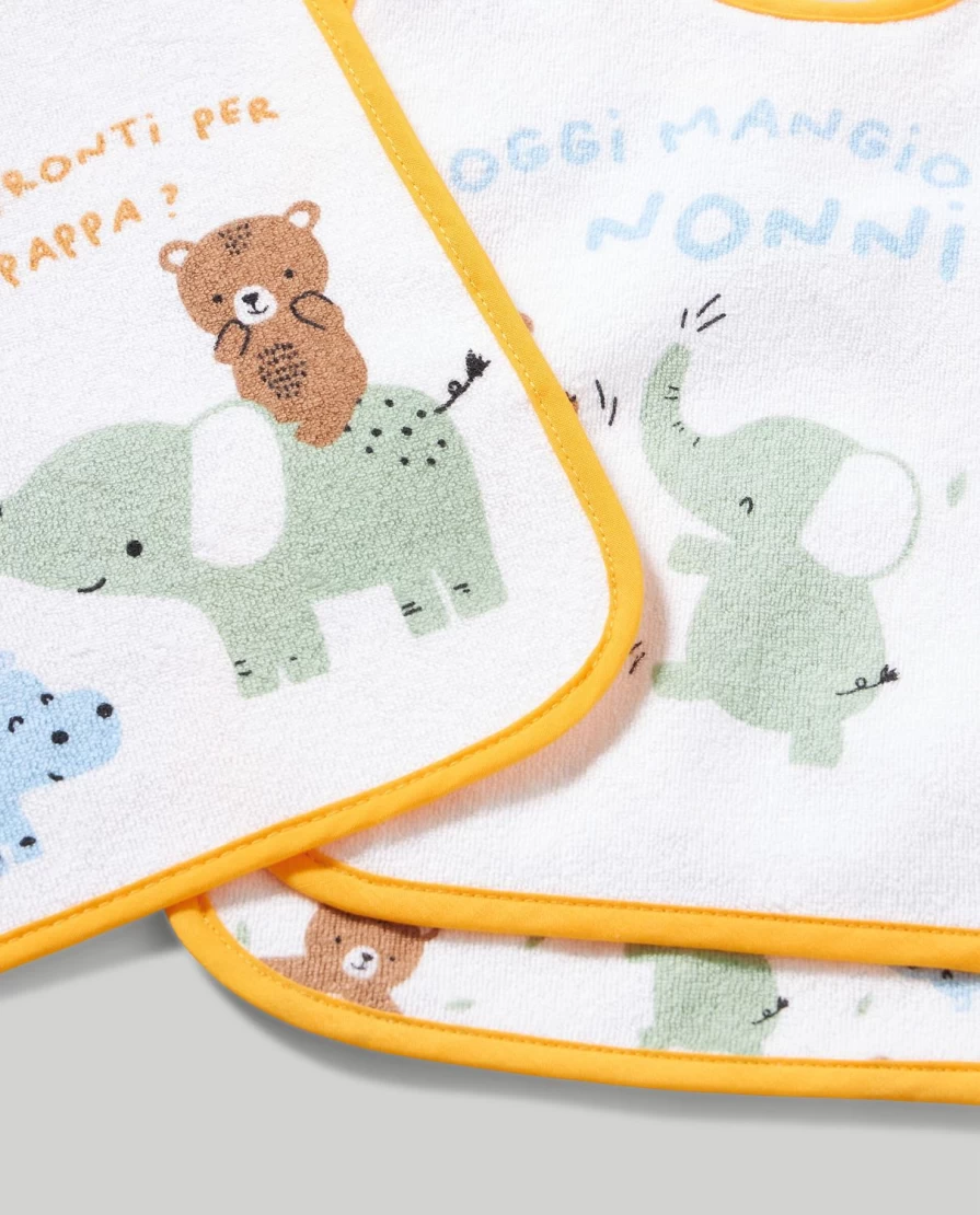 Blukids 3-Pack Soft Cotton Terry Bibs for Babies - Absorbent and Gentle Newborn Bib Set