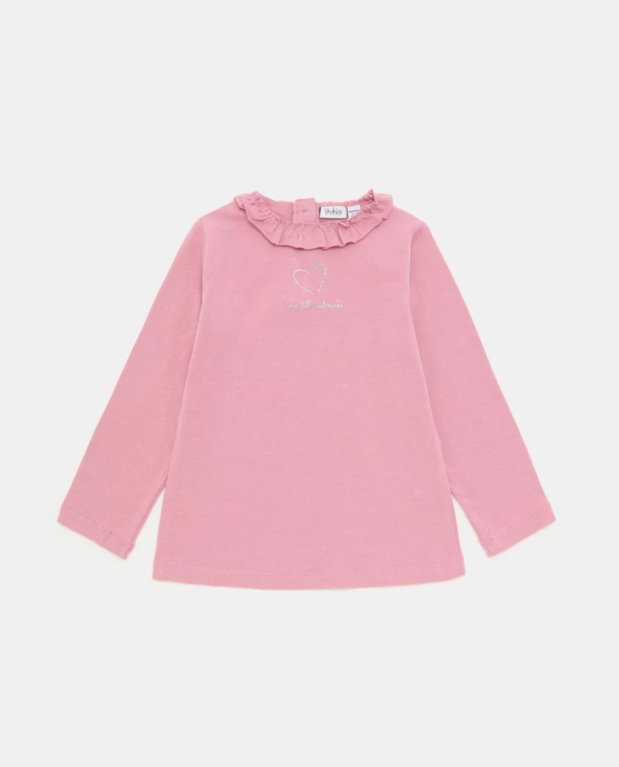 Blukids Newborn Baby Girls Ruffled Neck Stretch Cotton T-Shirt